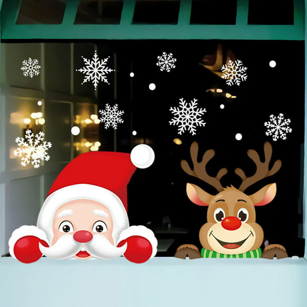 Christmas Xmas Santa Removable Window Stickers Art Decals Wall Home Shop Decors 
